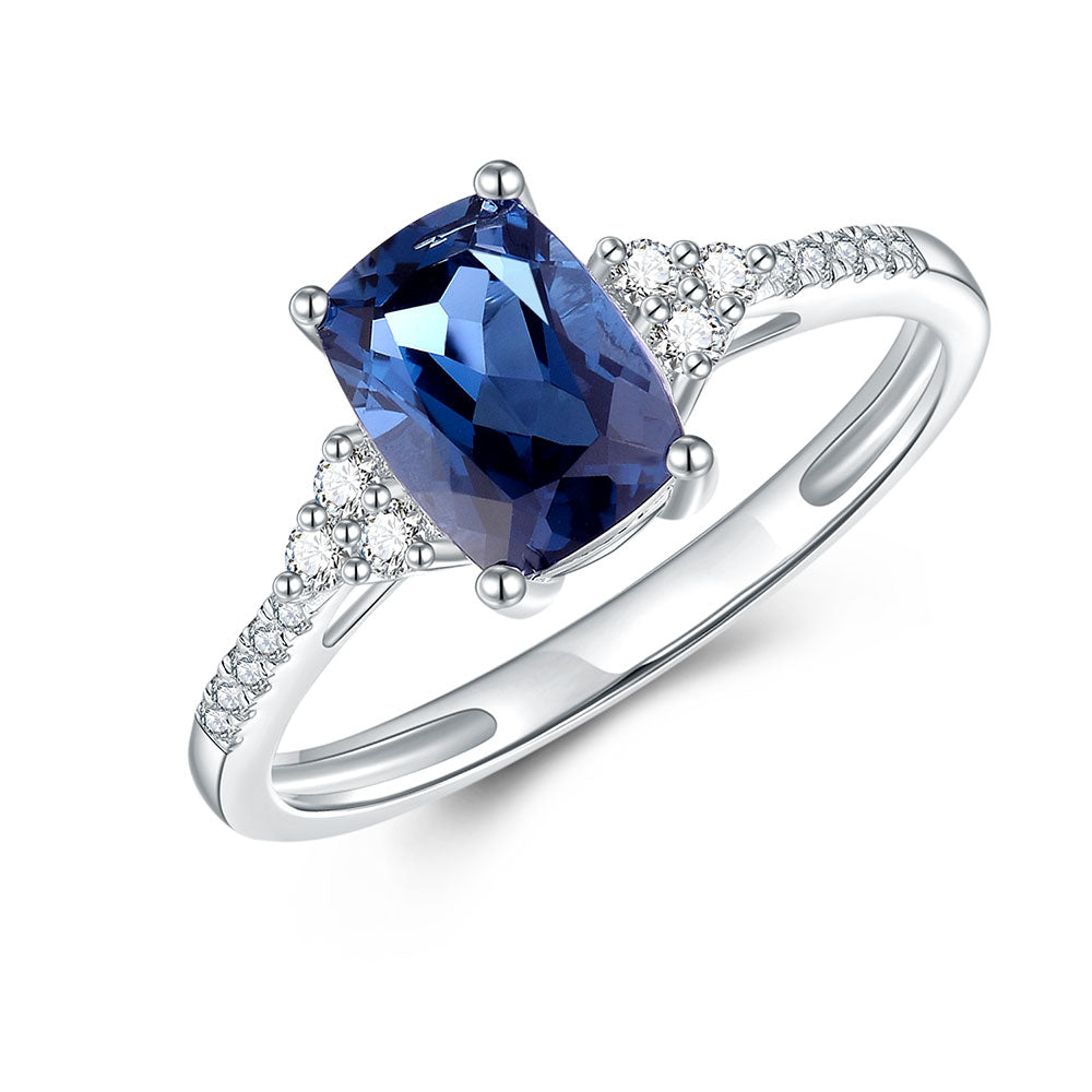 9k White Gold London Blue Topaz and Diamond Ring