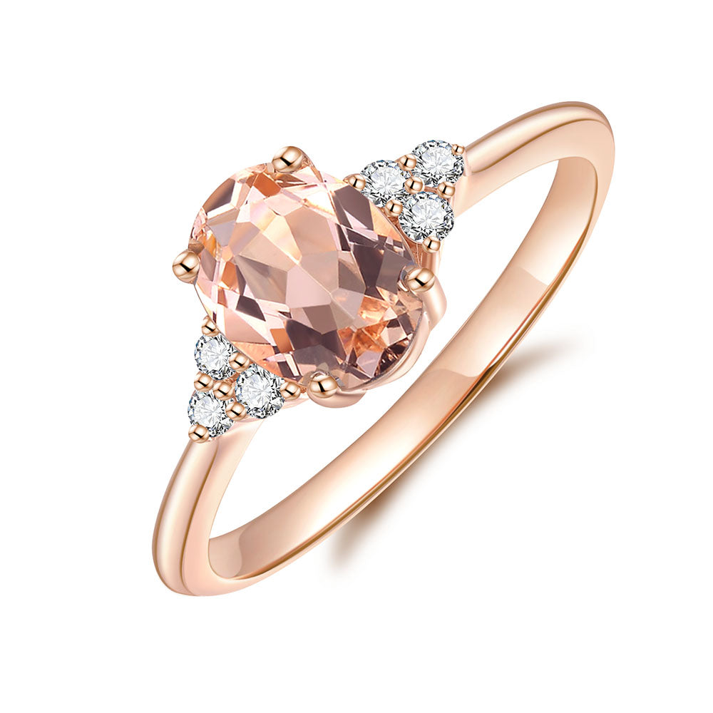 9k Rose Gold Morganite and Diamond Ring