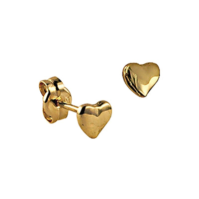 9k Yellow Gold 4mm Heart Stud Earrings