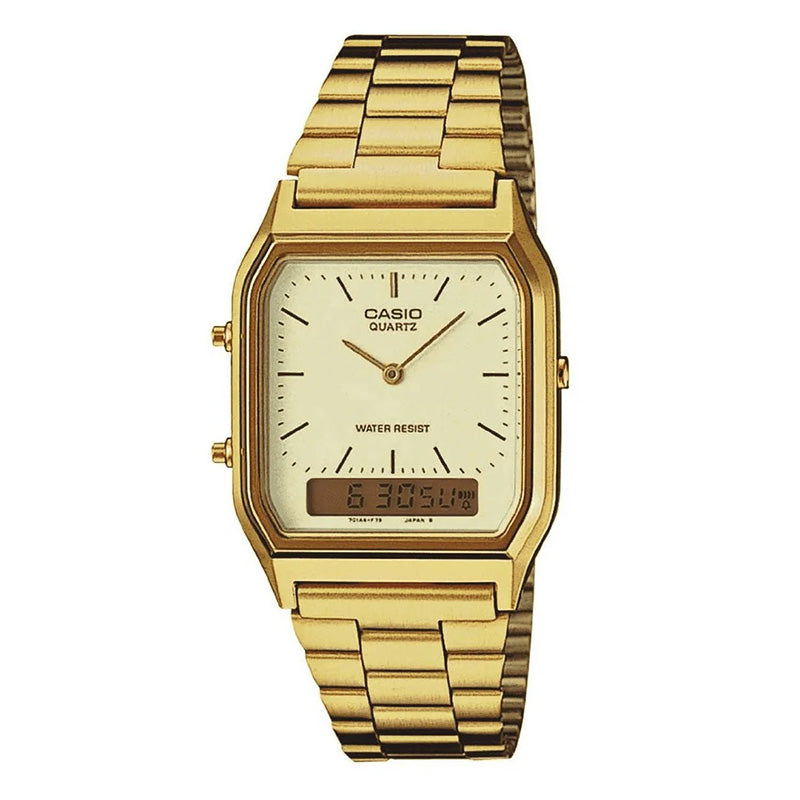 CASIO MENS DRESS DUO GOLD TONE WATCH