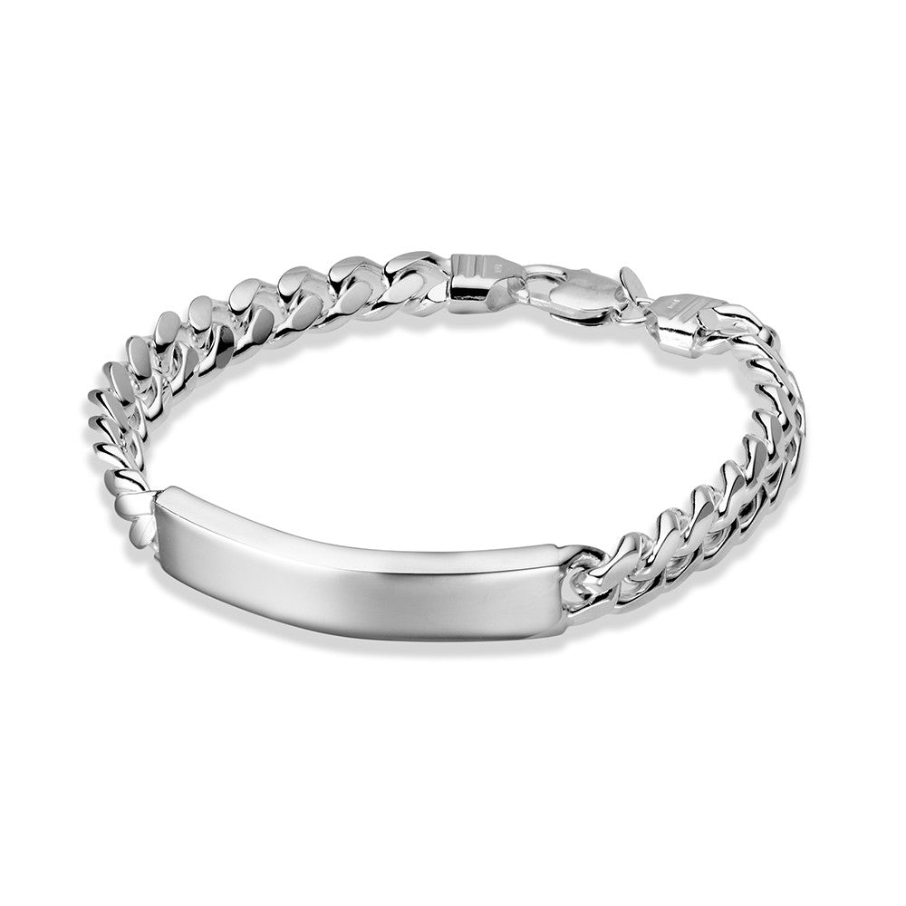 Sterling silver mens Cuban ID bracelet