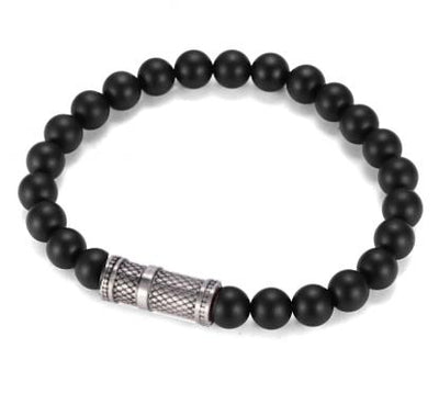 Agate Stone Bead /Antique Stainless Steel Bracelet