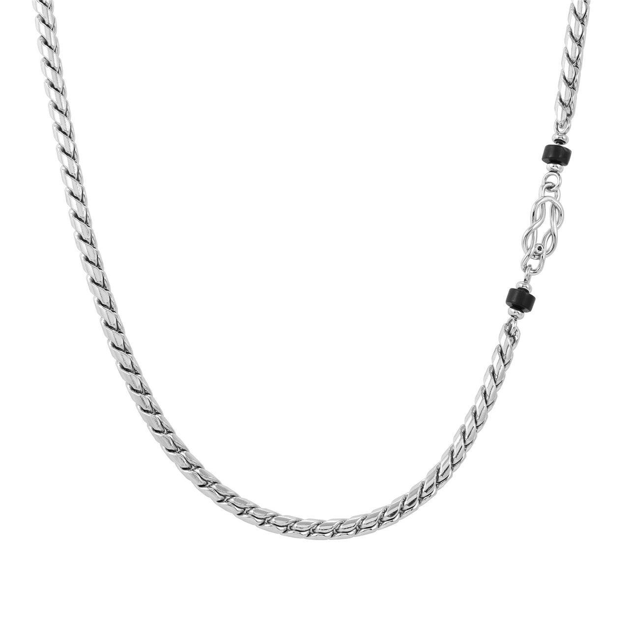 Nomination Atlante Stones Edition Necklace In Stainless Steel & Natural Stones Knot Black Agate