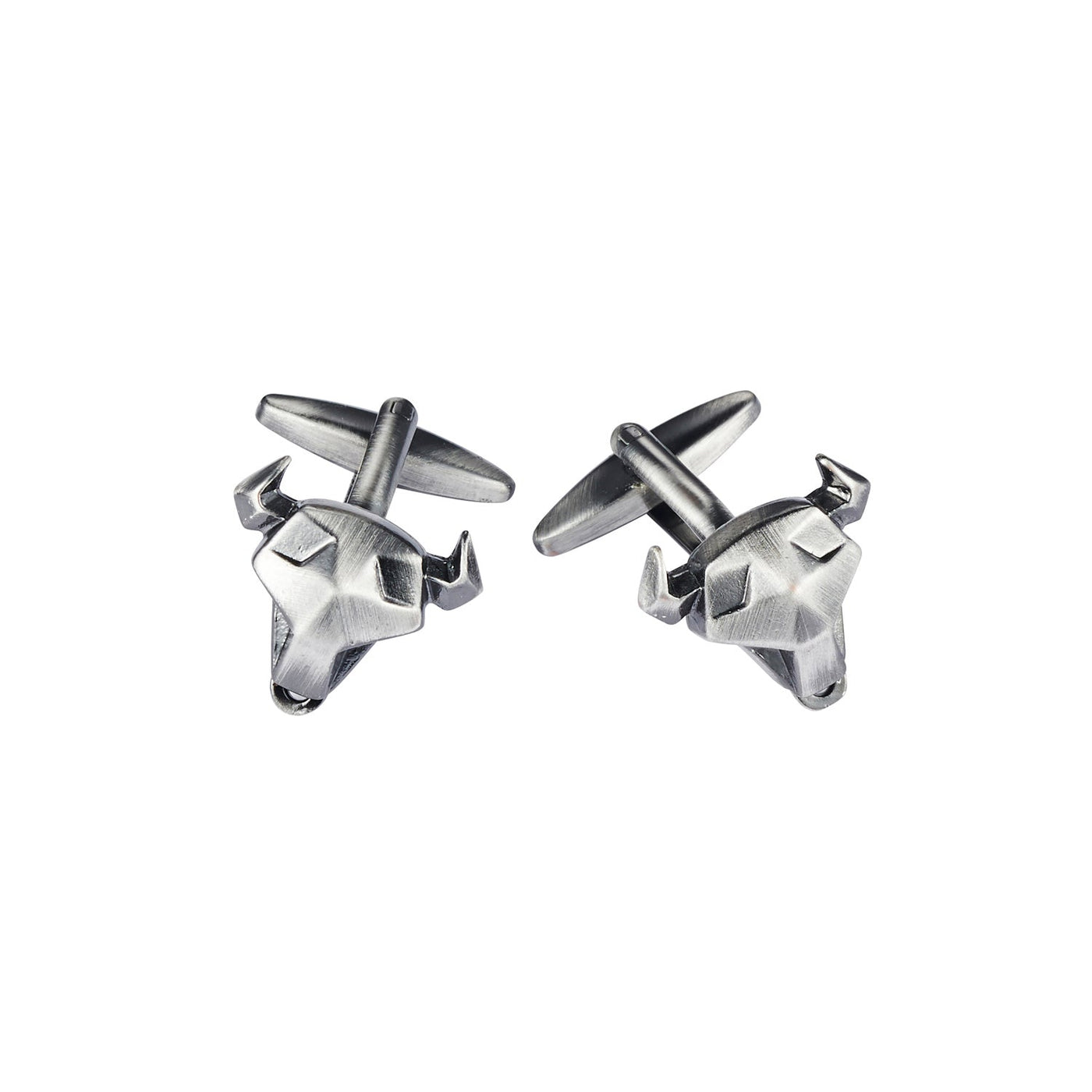 BURNISHED ANTIQUE SILVER PLATED BULLS HEAD CUFFLINKS