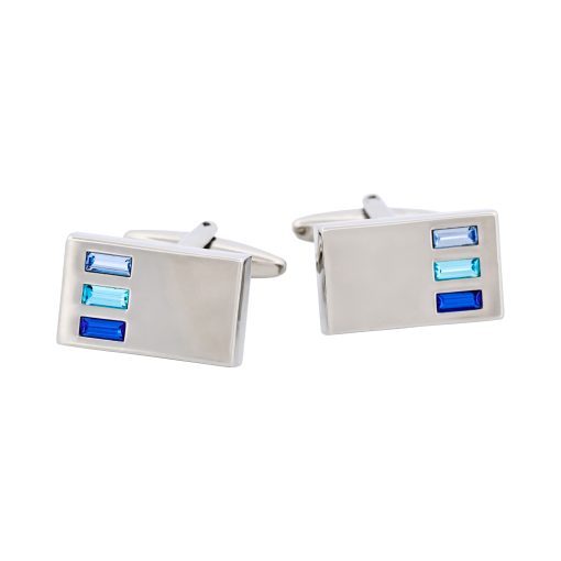 CUDWORTH LIGHT SAPPHIRE/AQUA/SAPPHIRE CRYSTAL CUFFLINKS