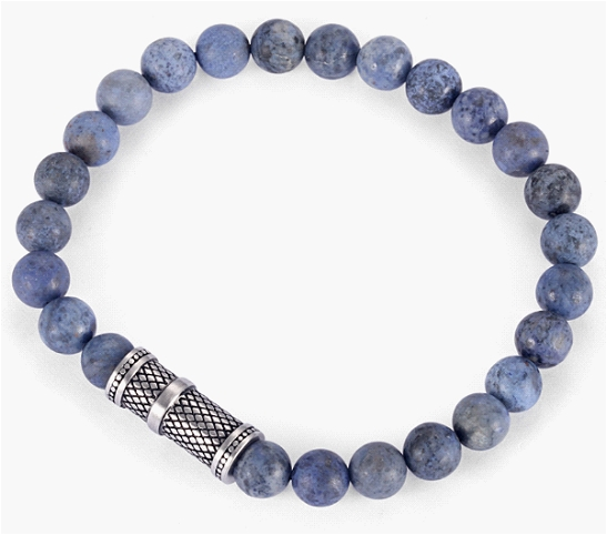 DUMORTIERITE STONE/ANTIQUE PLATED STAINLESS STEEL BRACELET