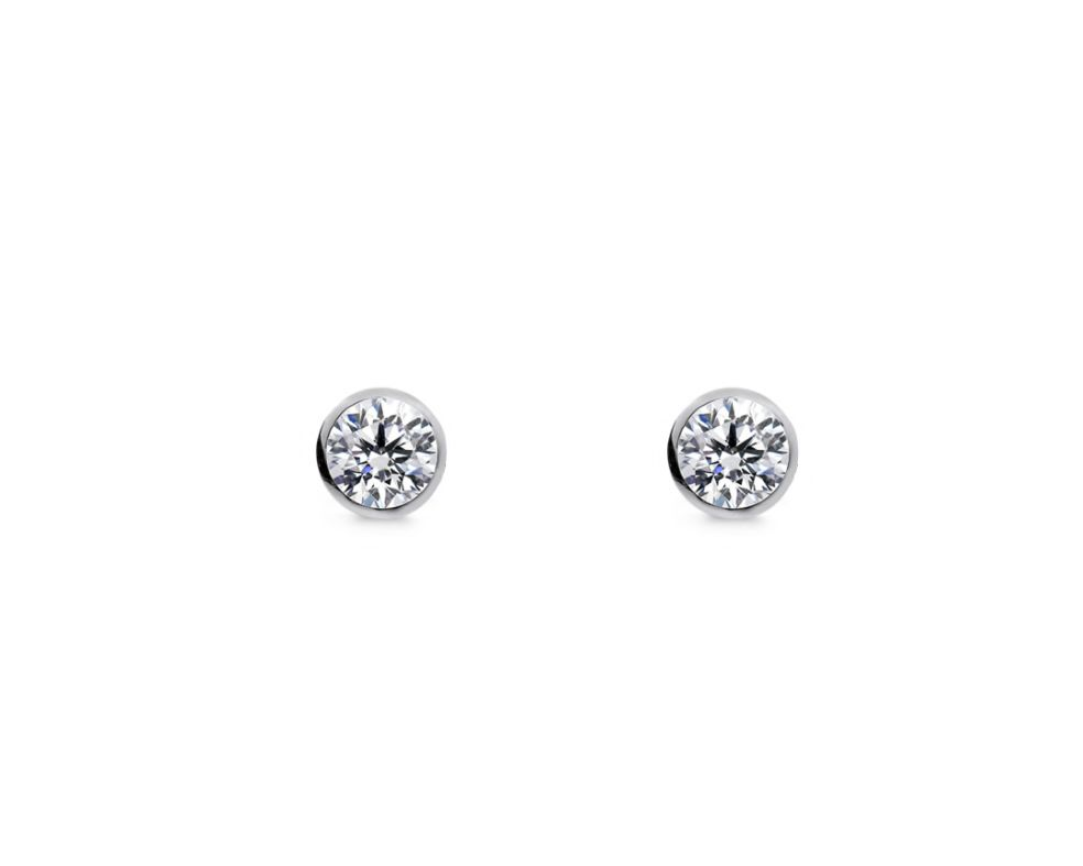Sterling Silver 5MM white cz BEZEL STUDS