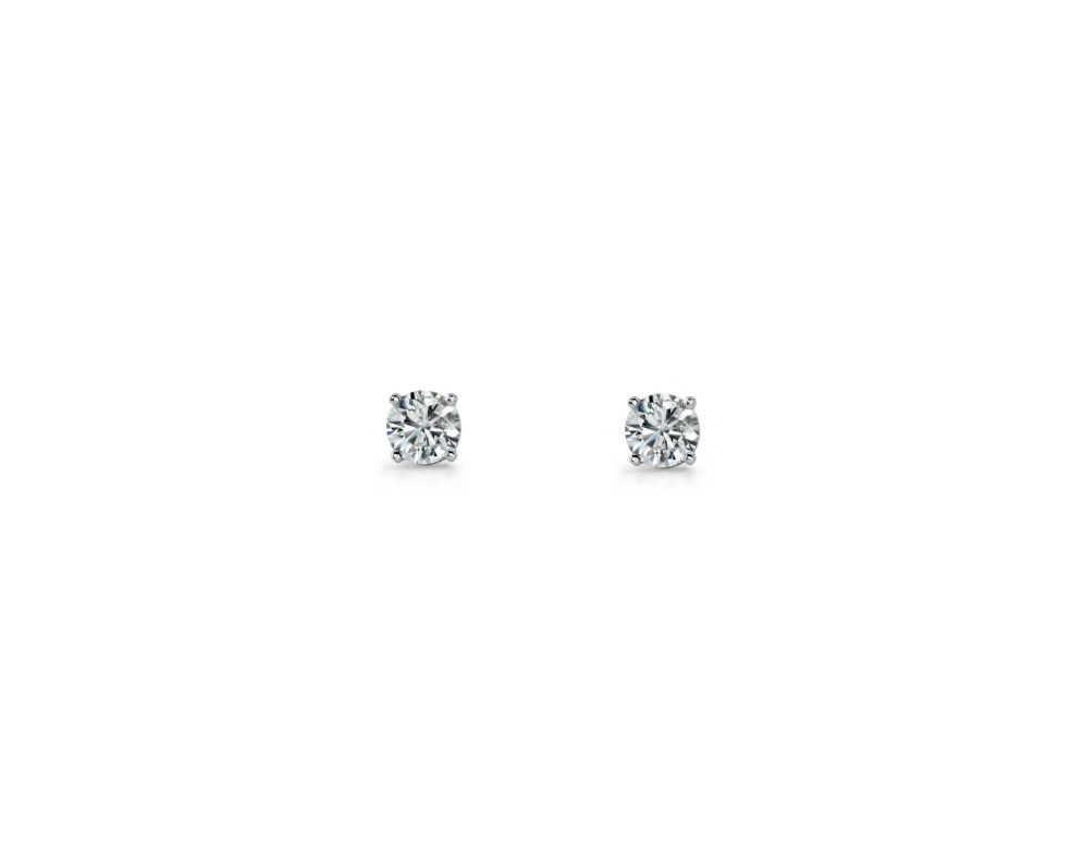 Sterling Silver 3mm Round white cz Claw Set Studs