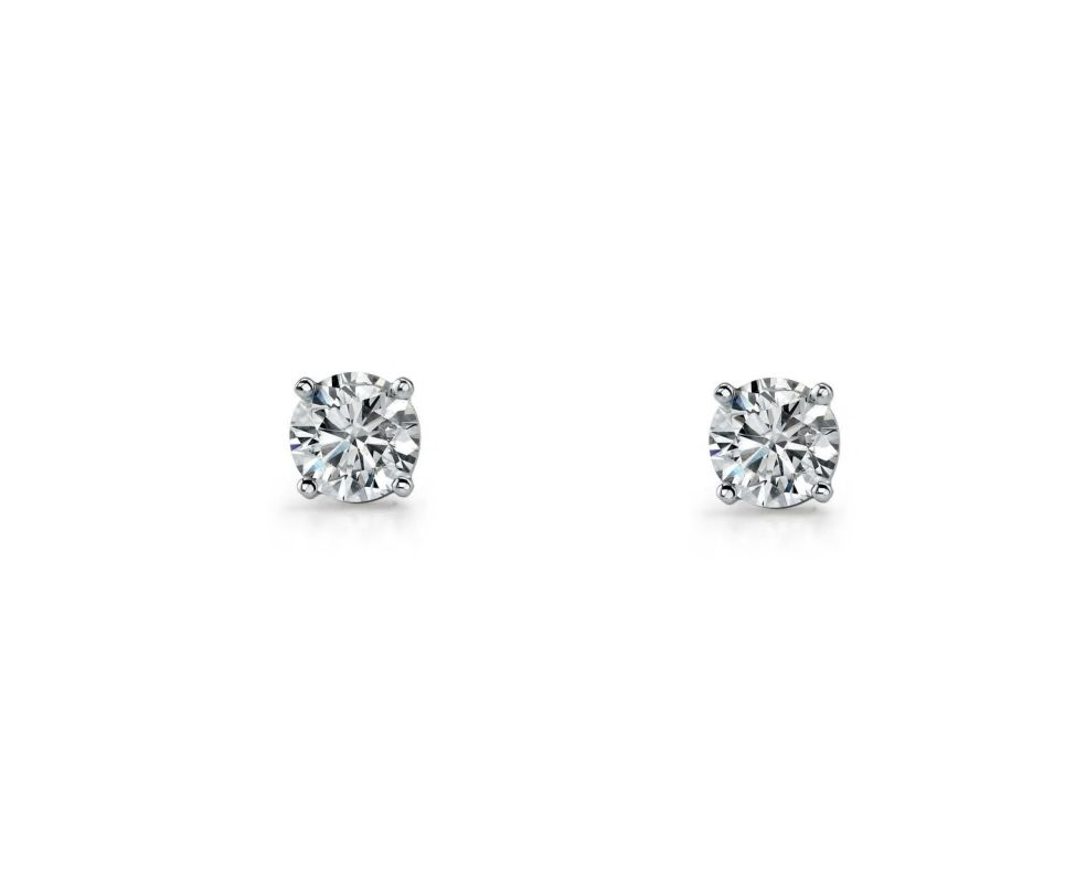 Sterling Silver 5mm Round white cz Claw Set Studs
