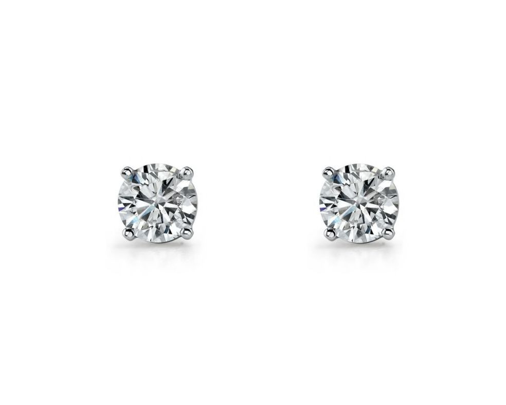 Sterling Silver 8mm Round white cz Claw Set Studs