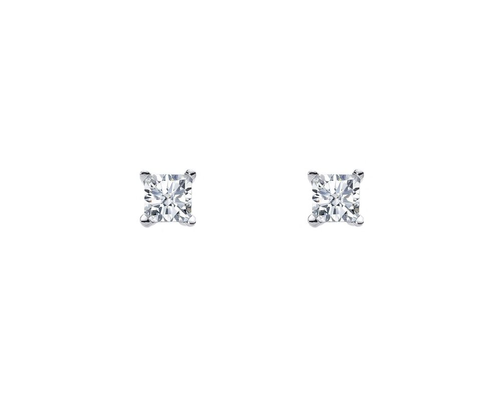 Sterling Silver 4mm Princess white cz Claw Studs