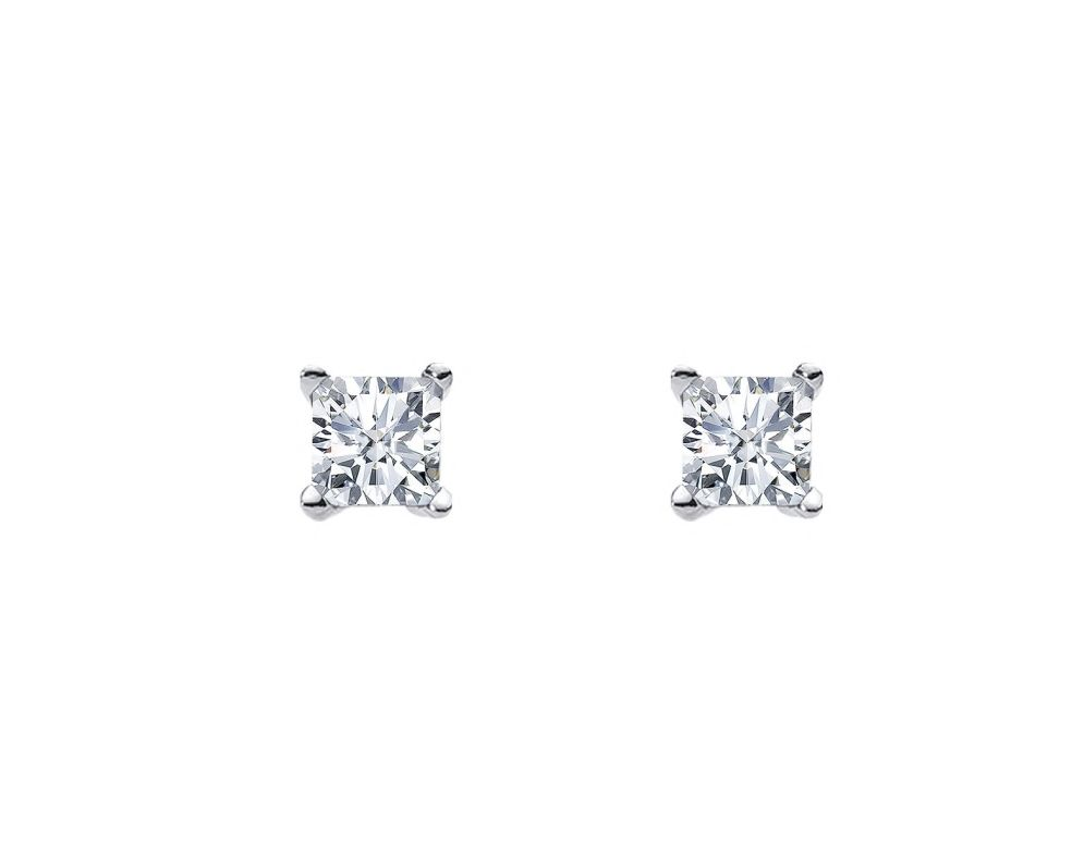 Sterling Silver 5mm Princess white cz Claw Studs