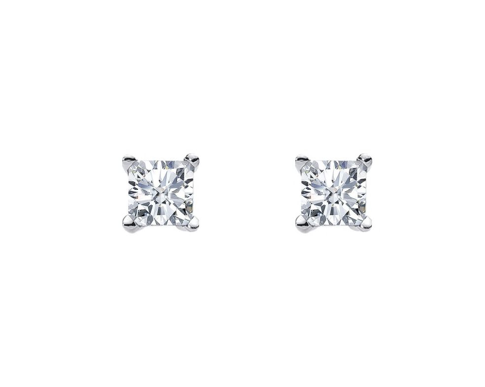 Sterling Silver 6mm Princess white cz Claw Studs