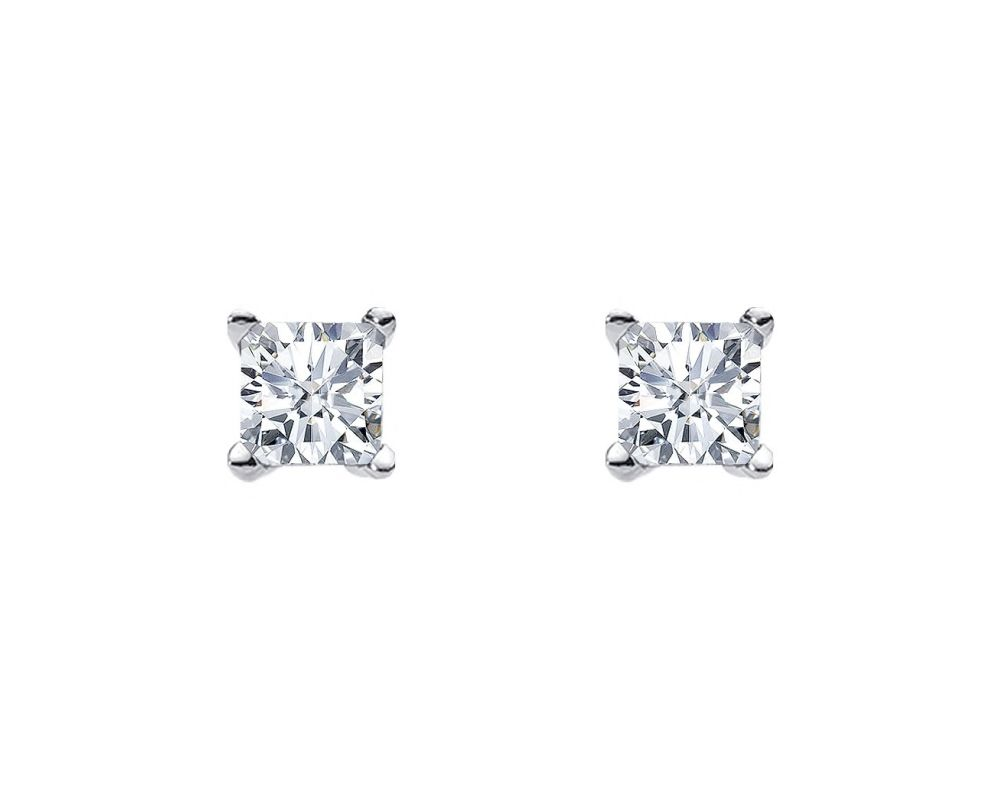 Sterling Silver 7mm Princess white cz Claw Studs