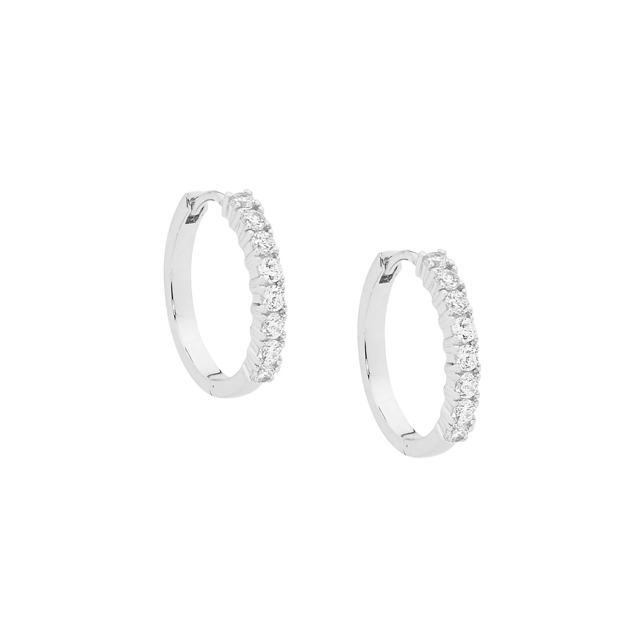 Sterling Silver white cz 15MM HOOP E/R