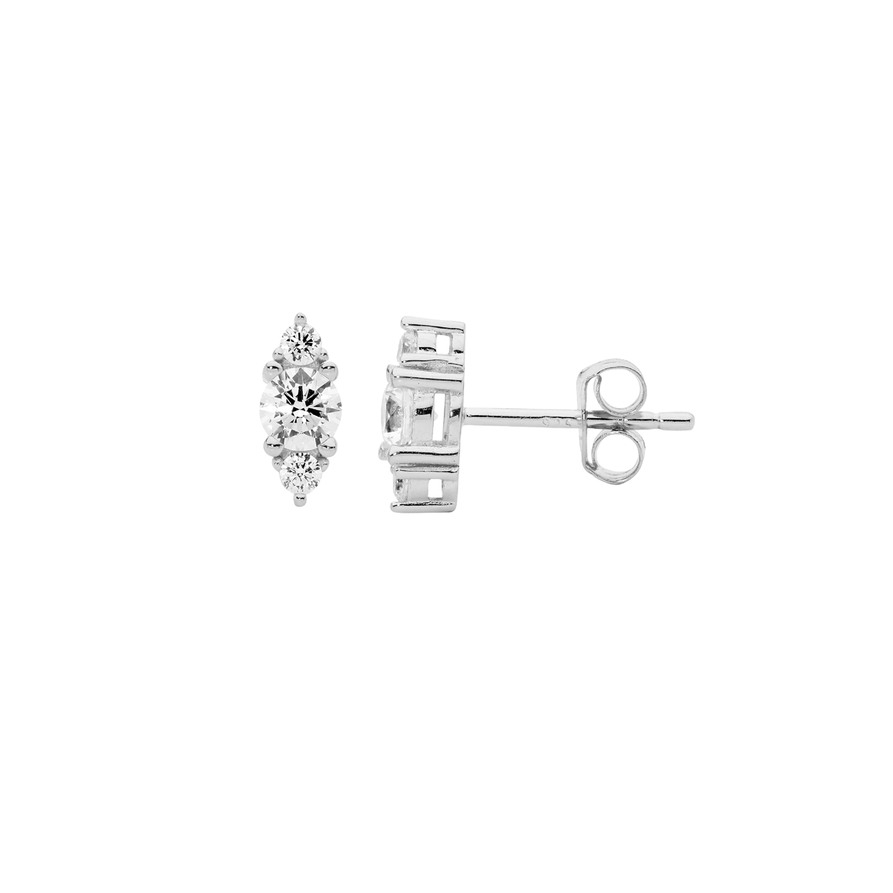 Sterling Silver 3x white cz stud earrings