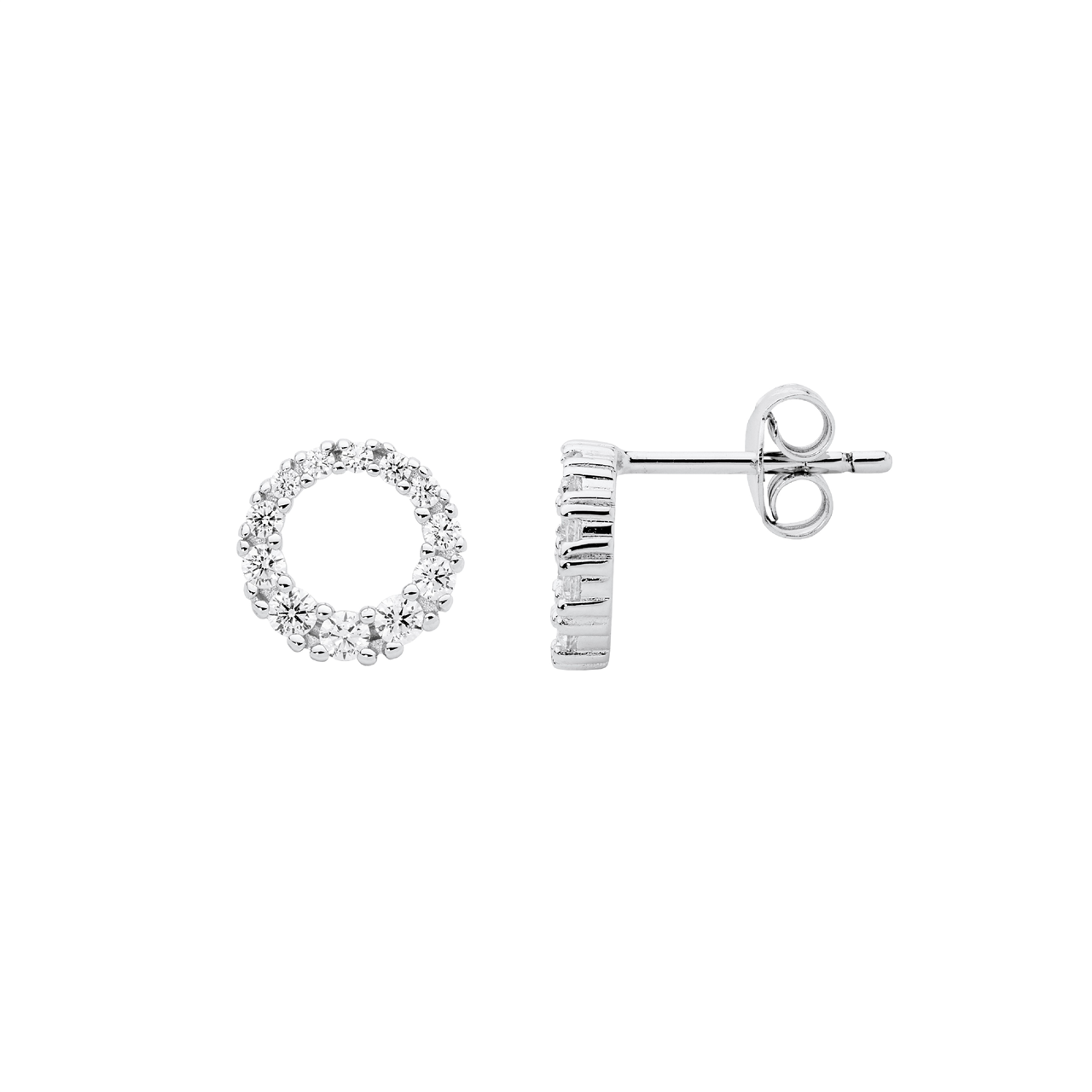 Sterling Silver gradual white cz 9mm circle earrings