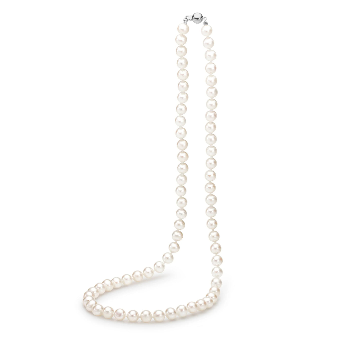 CHILDRENS ROUND WHITE FRESH WATER PEARL 5-5.5MM STRAND STERLING SILVER CLASP 35CM LENGTH