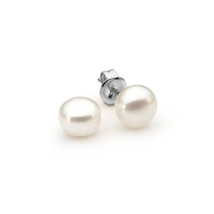 IKECHO STERLING SILVER WHITE BUTTON 12MM FWP STUDS