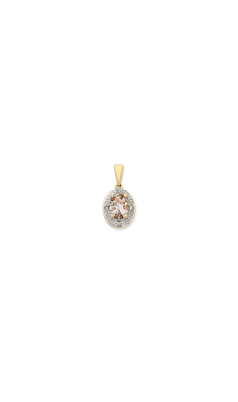 9ct Yellow Gold MORGANITE & Diamond PENDANT