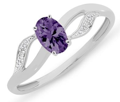 Sterling Silver Amethyst & Diamond ring