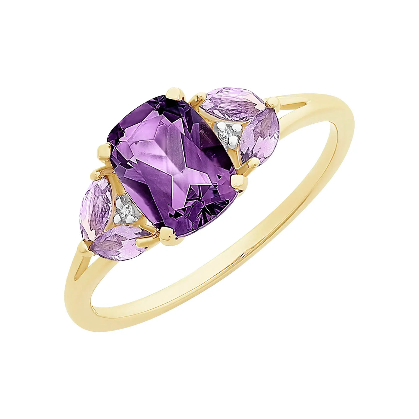 9ct Yellow Gold Amethyst DI PAM ring