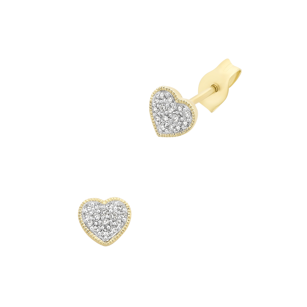 9ct YELLOW GOLD Diamond  HEART EARRINGS