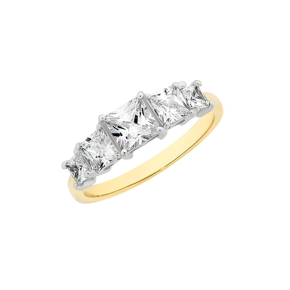 9ct Yellow Gold cz ring