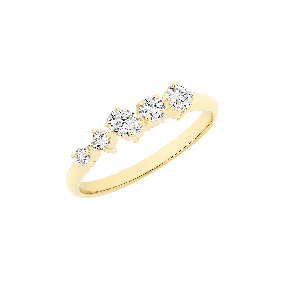 9ct Yellow Gold cz ring