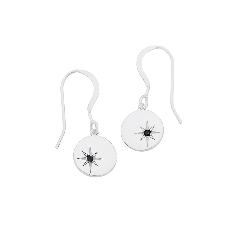 Sterling Silver BLK Diamond EARRINGS