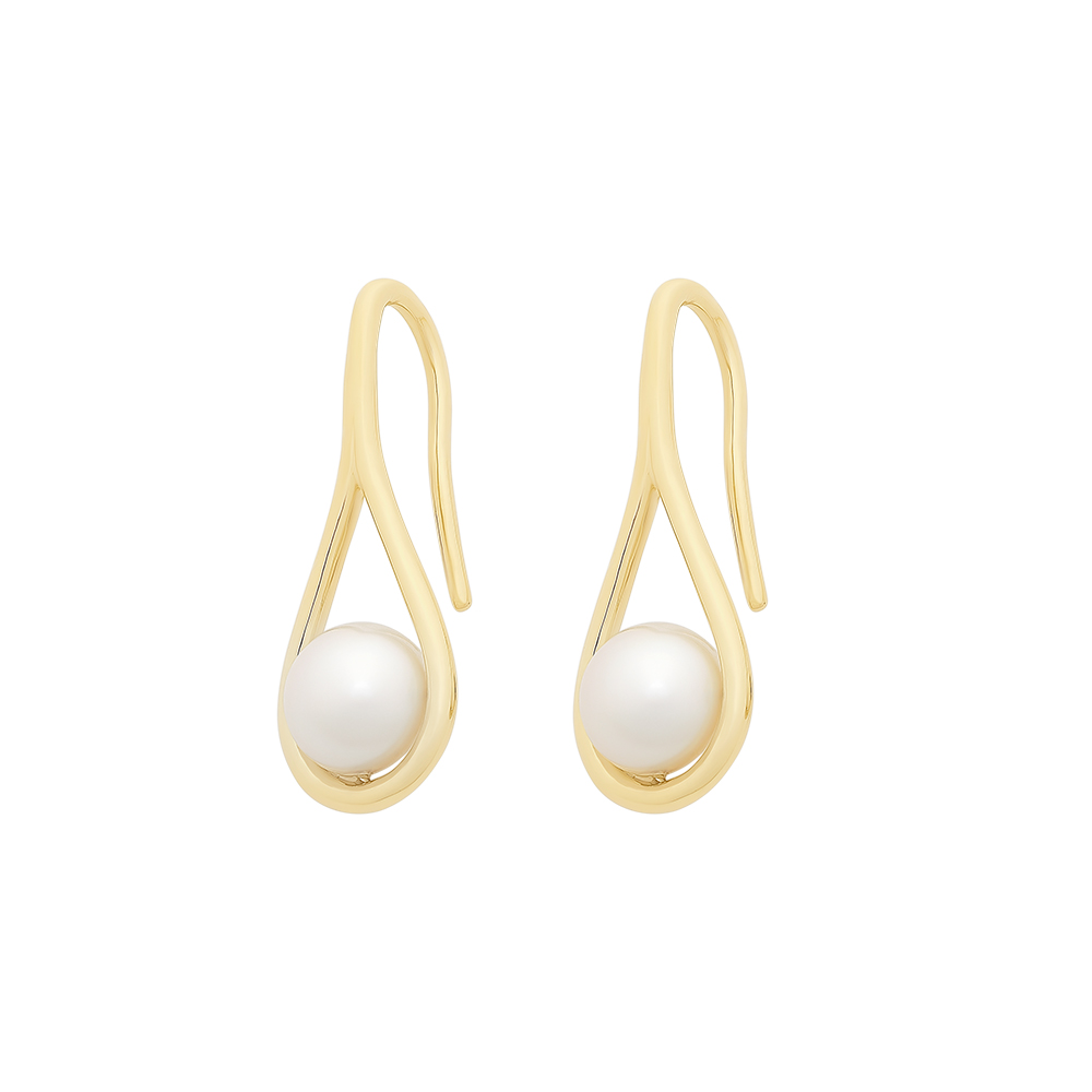 9ct Yellow Gold fresh water pearl earrings