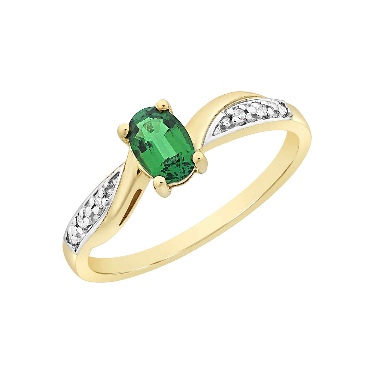 9ct Yellow Gold created  Emerald   ring