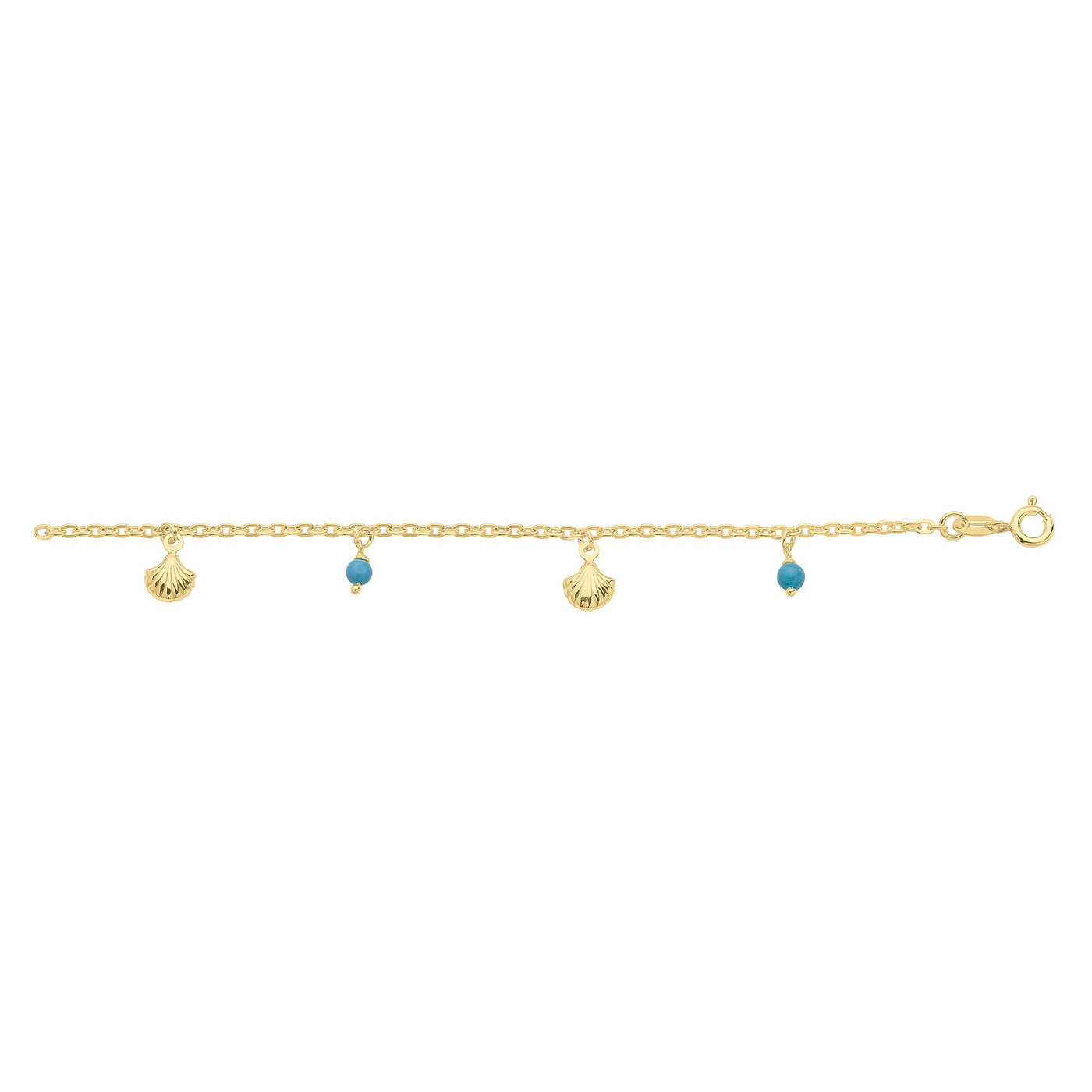 Gold-plated Sterling Silver anklet Turq