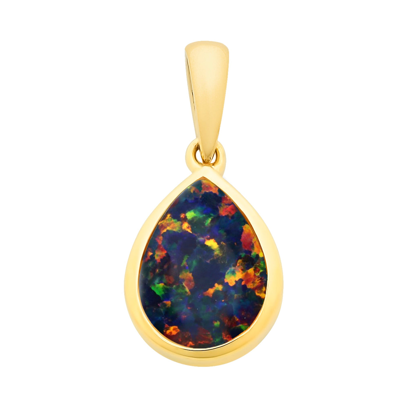 Lacouron 9ct Yellow Gold lab grown  opal pendant