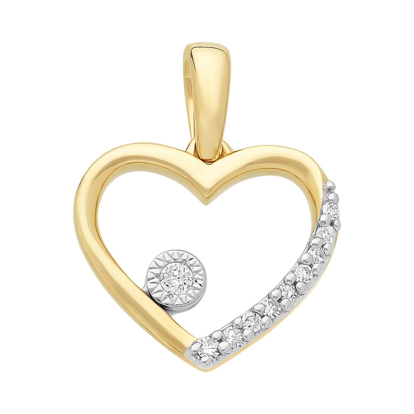 Lacouron 9ct Yellow Gold Diamond heart pend