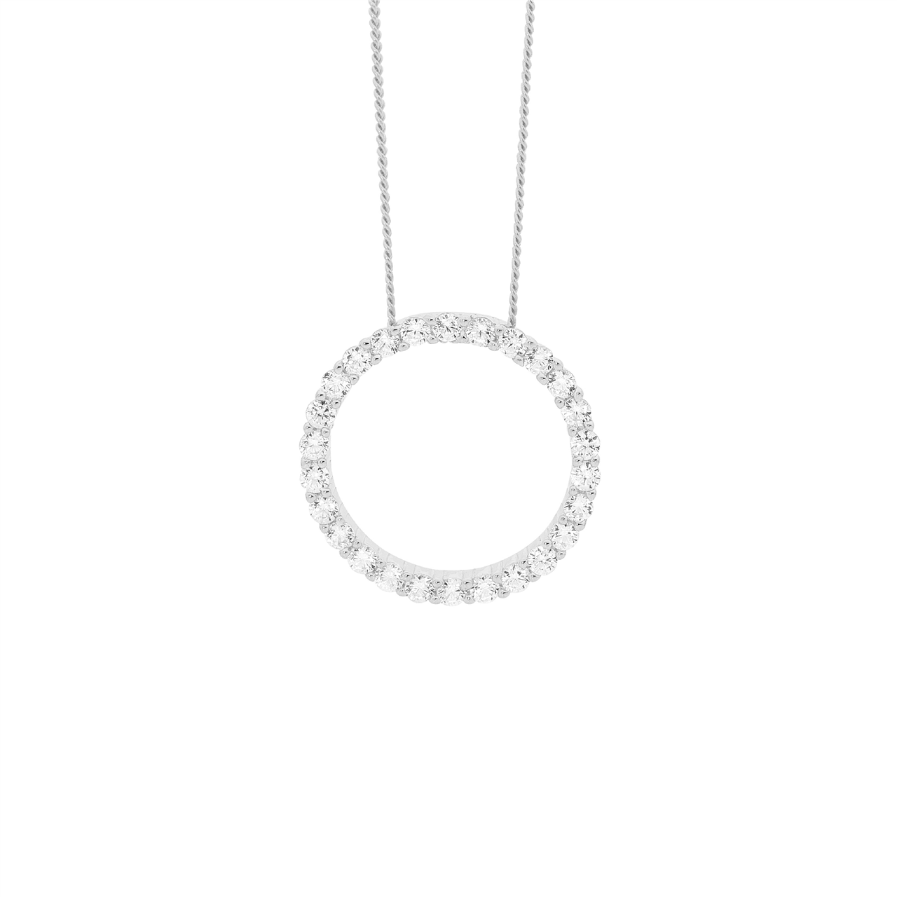 Sterling Silver White CZ 15MM CIRCLE PENDANT