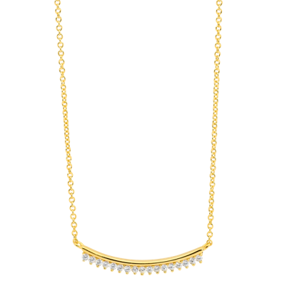 Sterling Silver 25mm curved bar, claw set White CZ, 42+5cm necklace  with gold plating