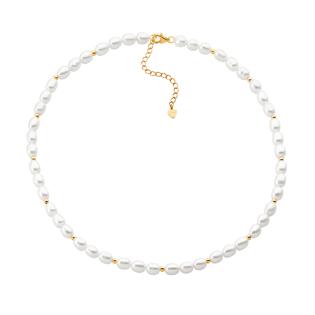 Sterling Silver gold plated beads  with  freshwater pearl 40cm necklace ext. chain