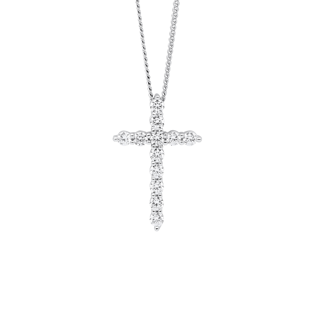 Sterling Silver White CZ 19mm cross slider pendant