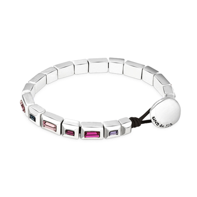 Unode50 GLITTER BY GLITTER BRACELET. 15 micron silver-plated metal alloy bracelet and multicolored faceted crystals. L