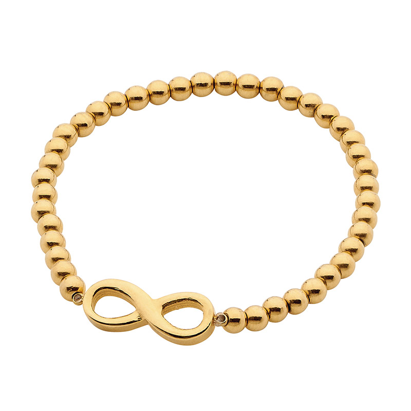Stainless Steel 4mm Ball Bracelet  with  Infinity & IP Gold Plating