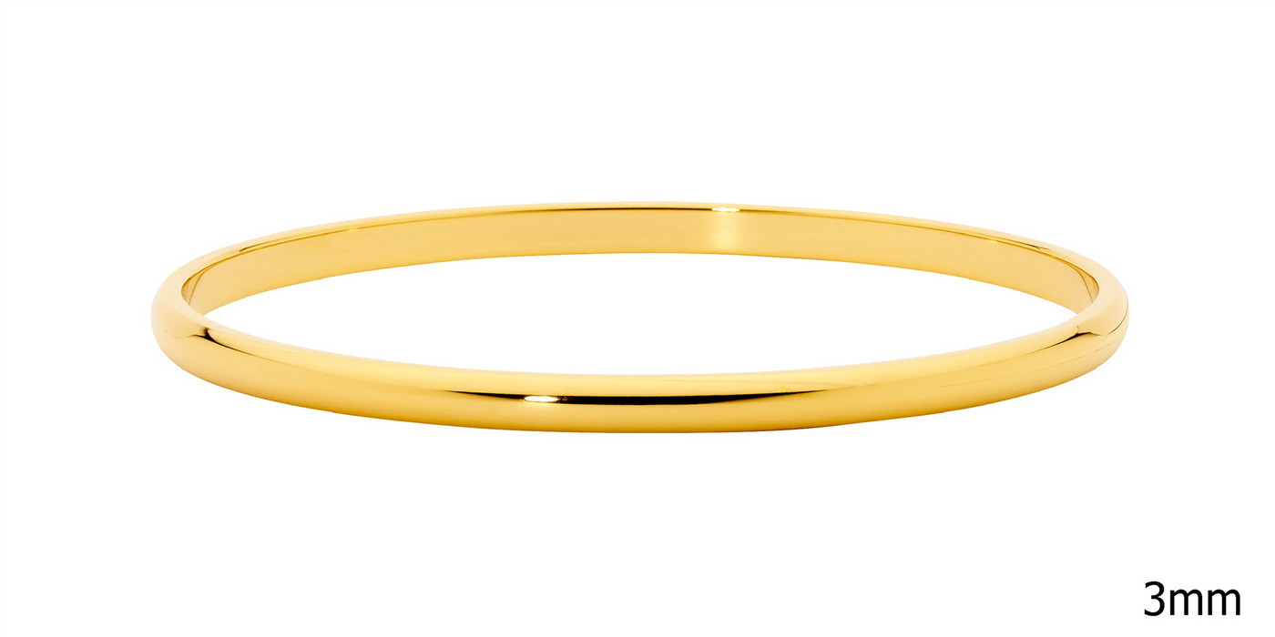 Stainless steel gold IP plating 3mm bangle