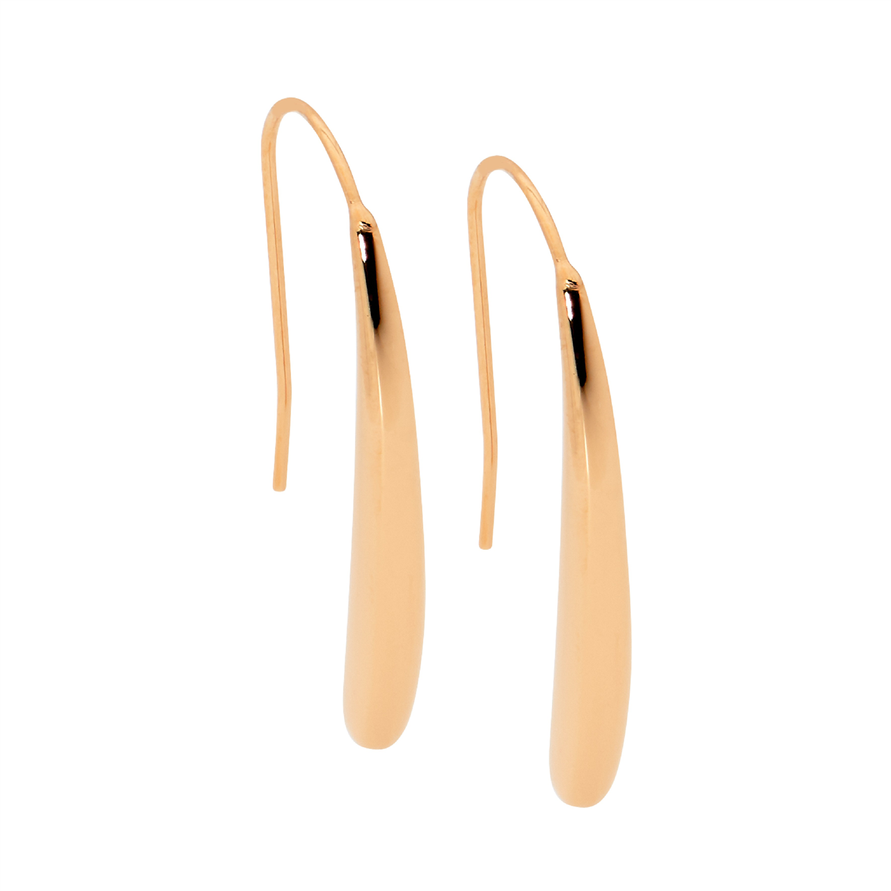 Stainless Steel 34mm Long Tear Drop Earrings  with  Rose Gold IP Plating