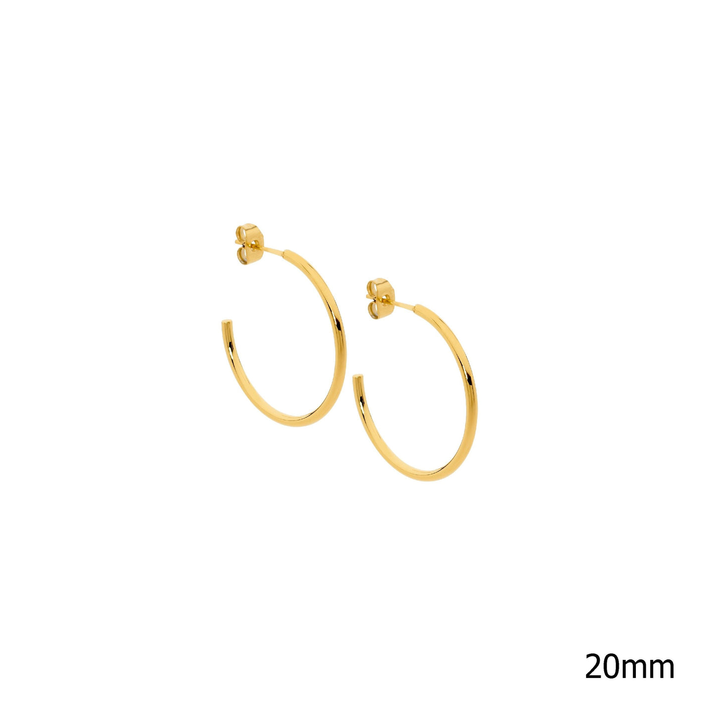 Stainless STEEL 20MM HOOP EARRINGS  with  GOLD IP PLATING