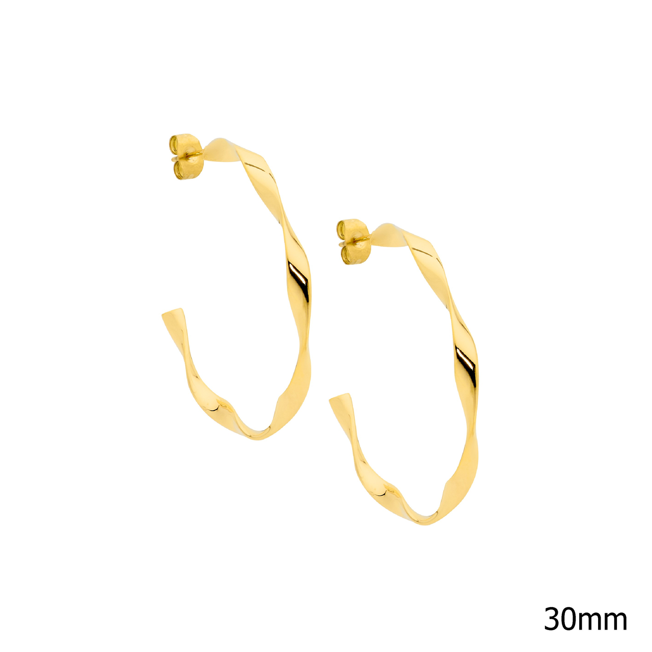 Stainless steel 3cm twist hoop earrings  with gold IP plating