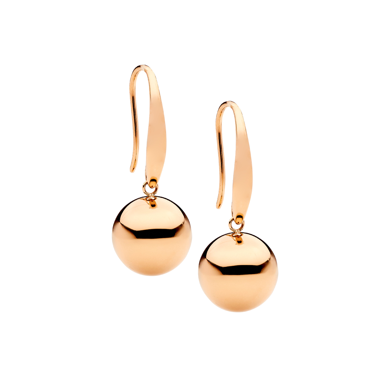 Stainless steel drop ball earring on shp hook  with rose gold IP plating