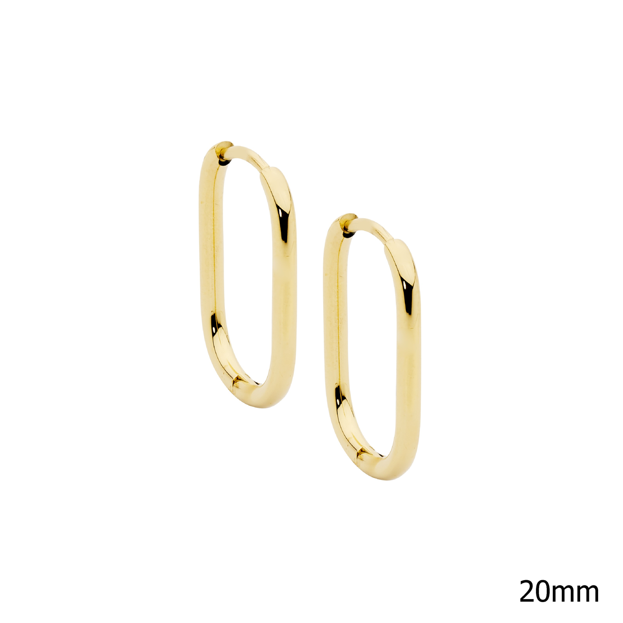 Stainless steel 20mm oval hoop earrings  with gold IP plating