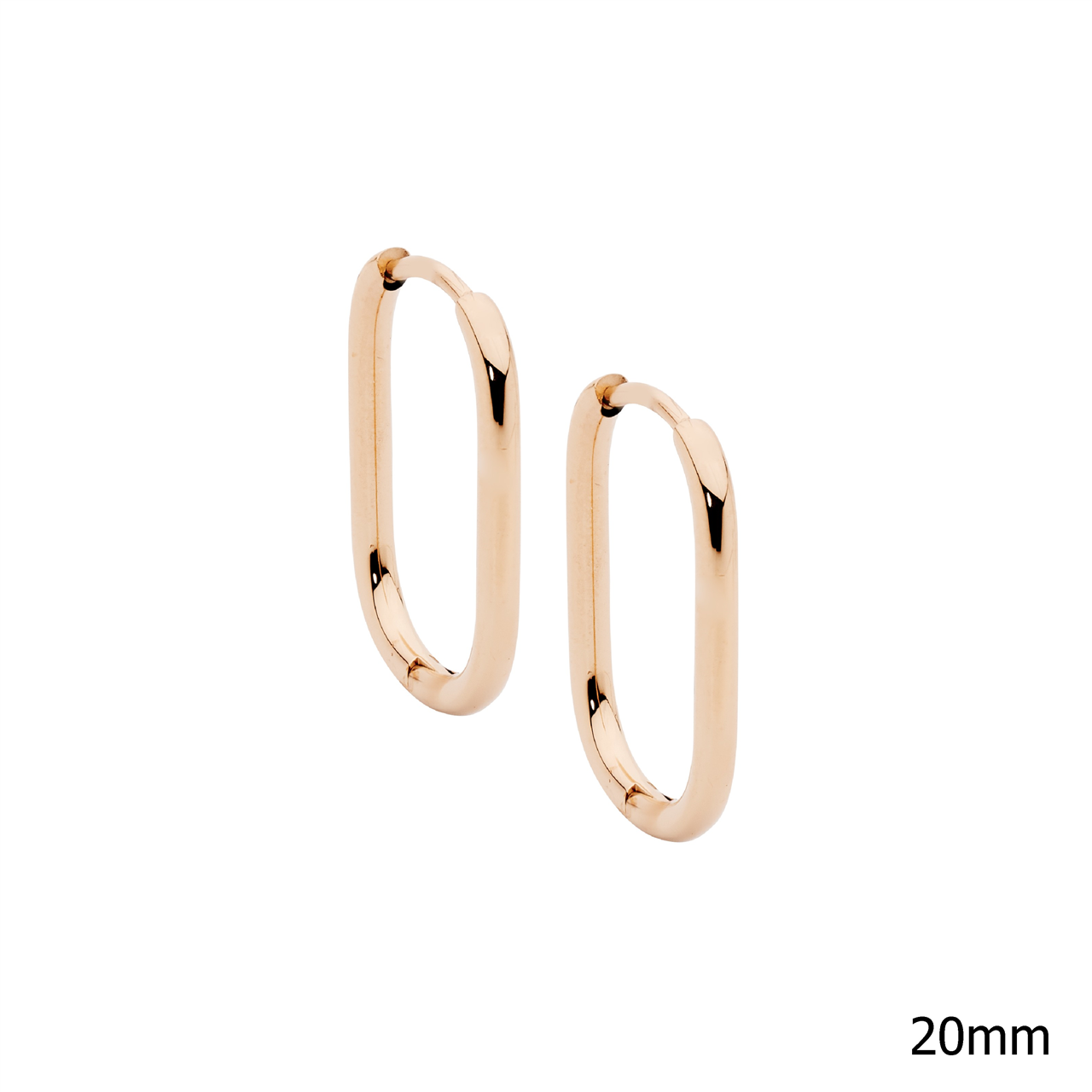 Stainless steel 20mm oval hoop earrings  with rose gold IP plating