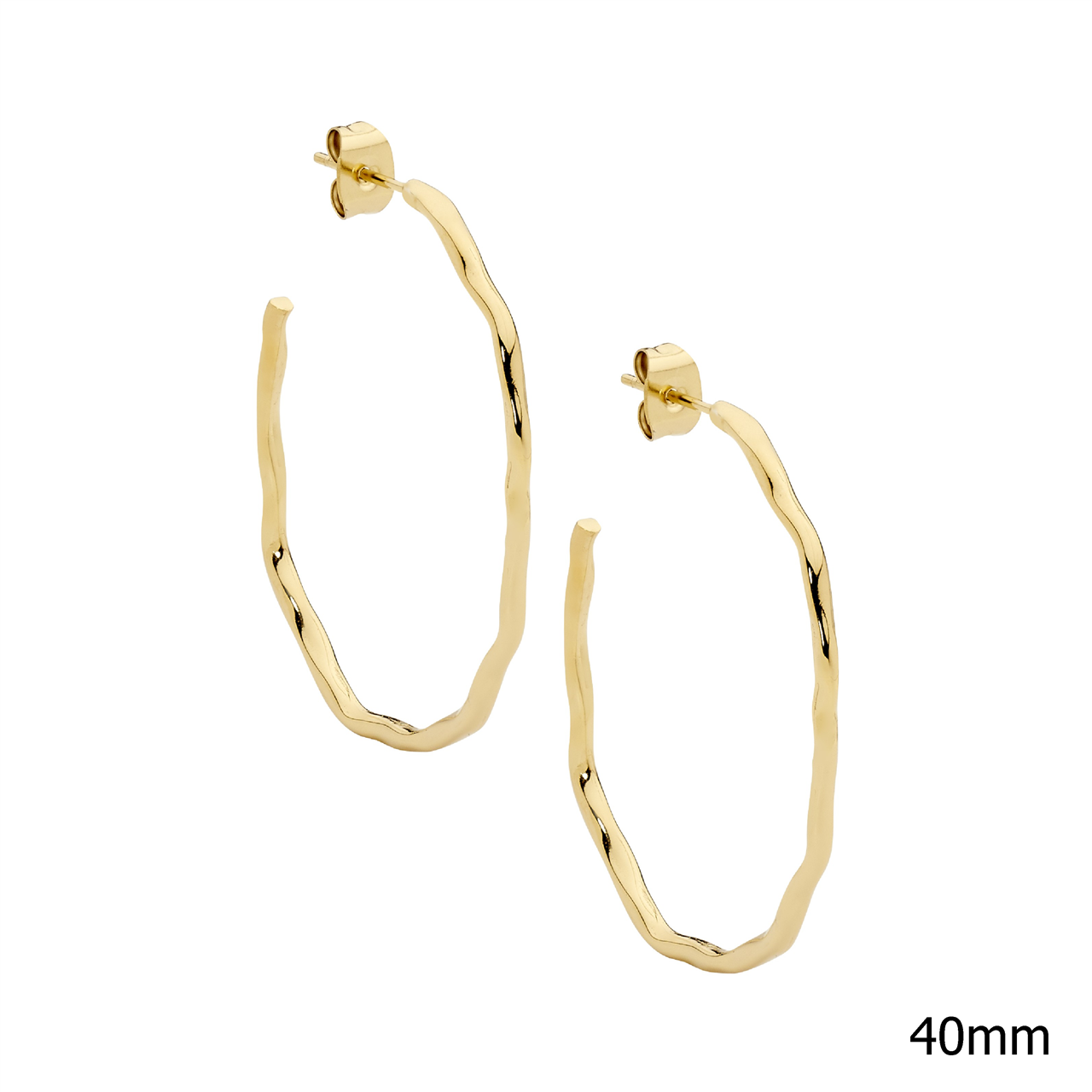 Stainless steel 40mm wave hoop earrings  with gold IP plating