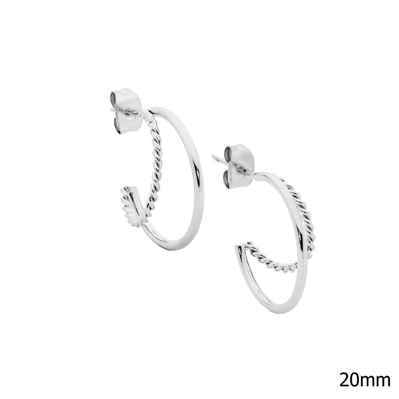 Stainless steel 20mm dble hoop earrings  with  twist